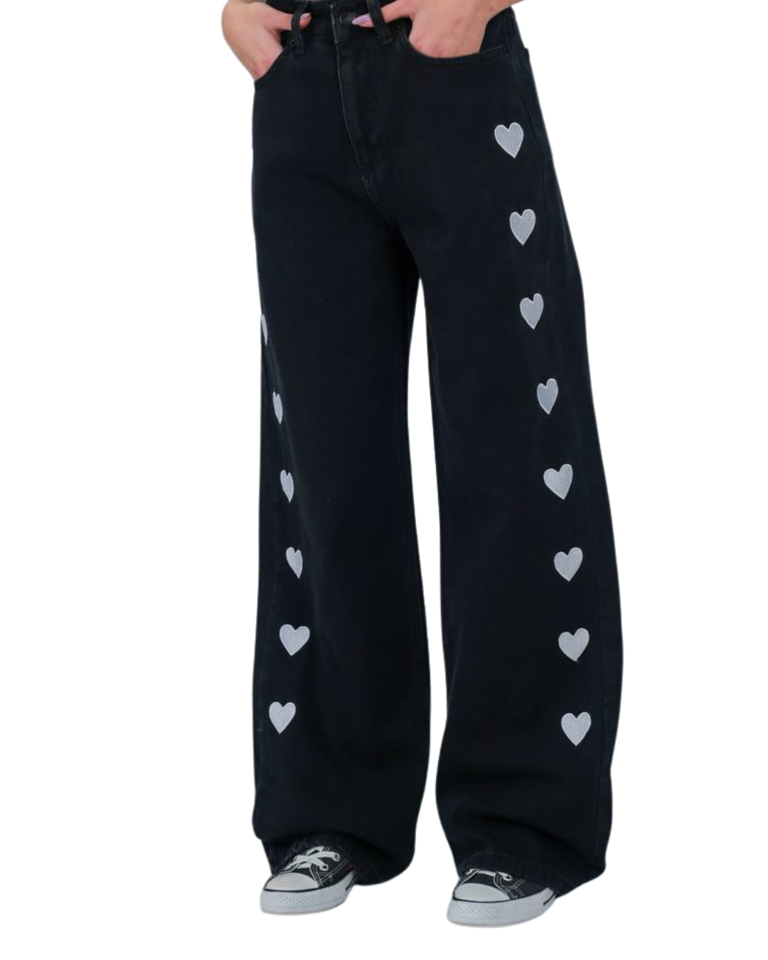 baggy black hearts jean