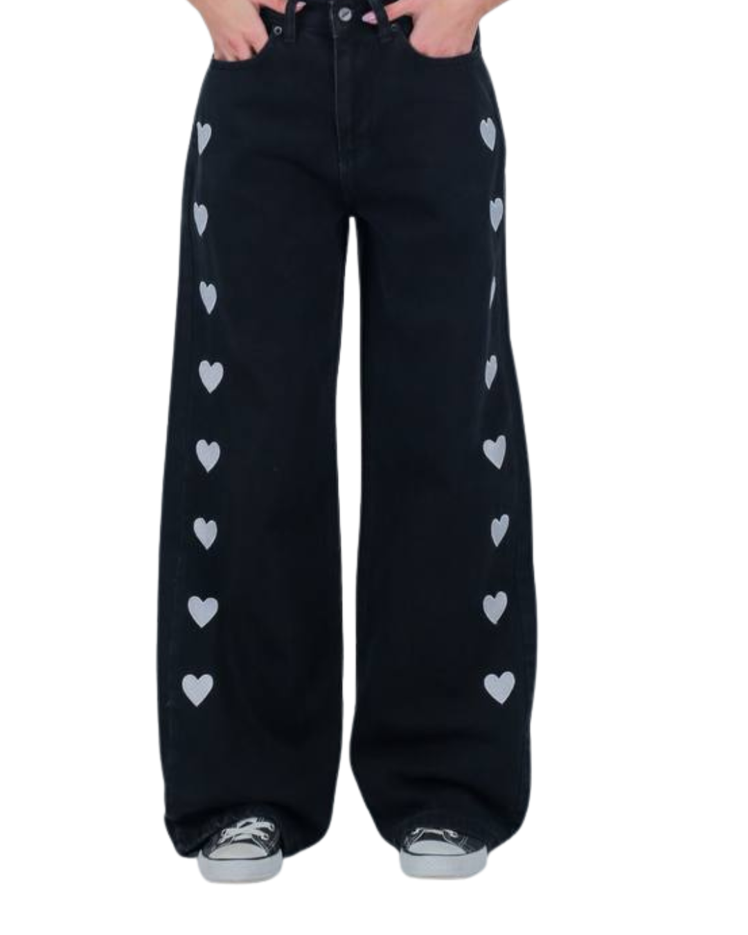 baggy black hearts jean
