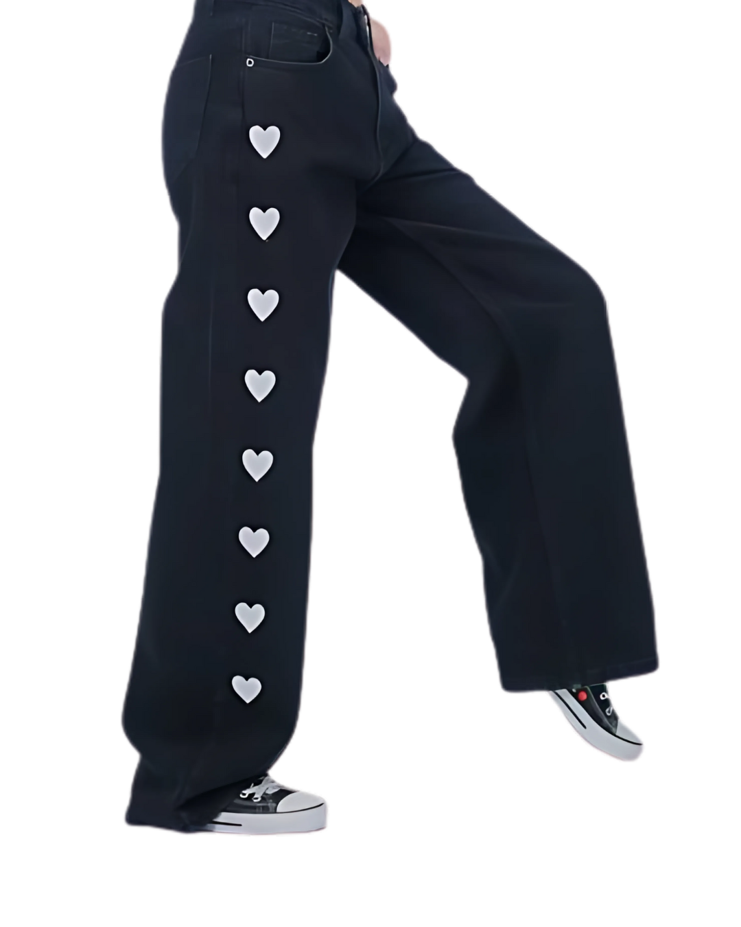 baggy black hearts jean