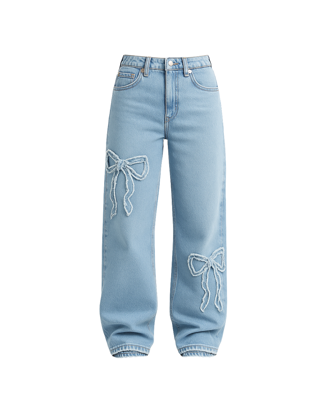 Blue Side Ribbons Baggy Jeans