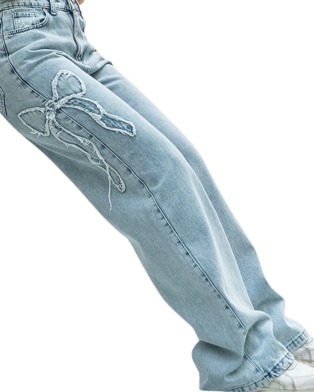 Blue Side Ribbons Baggy Jeans