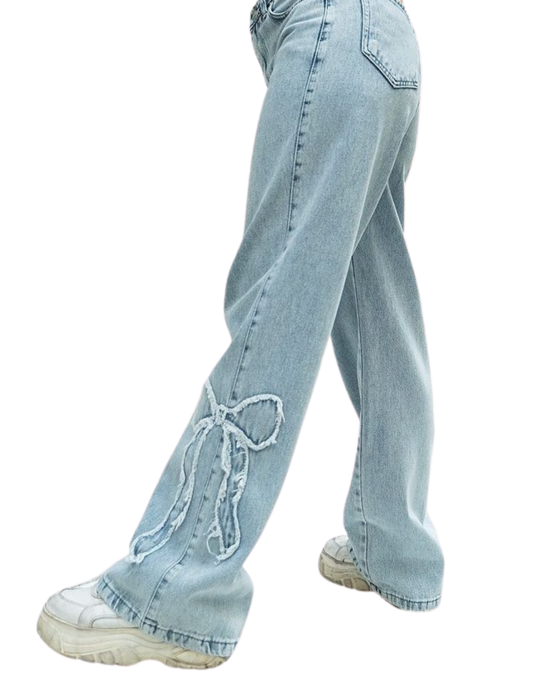 Blue Side Ribbons Baggy Jeans