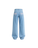 Ribboned Blue Baggy Straight Jeans