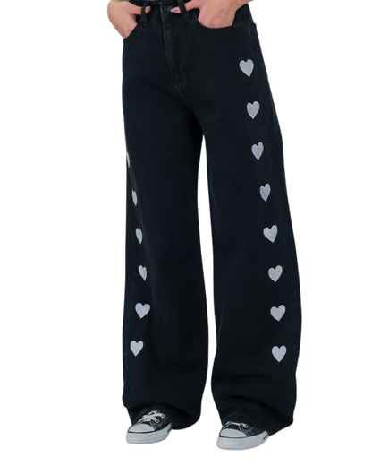 baggy black hearts jean