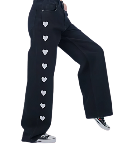 baggy black hearts jean