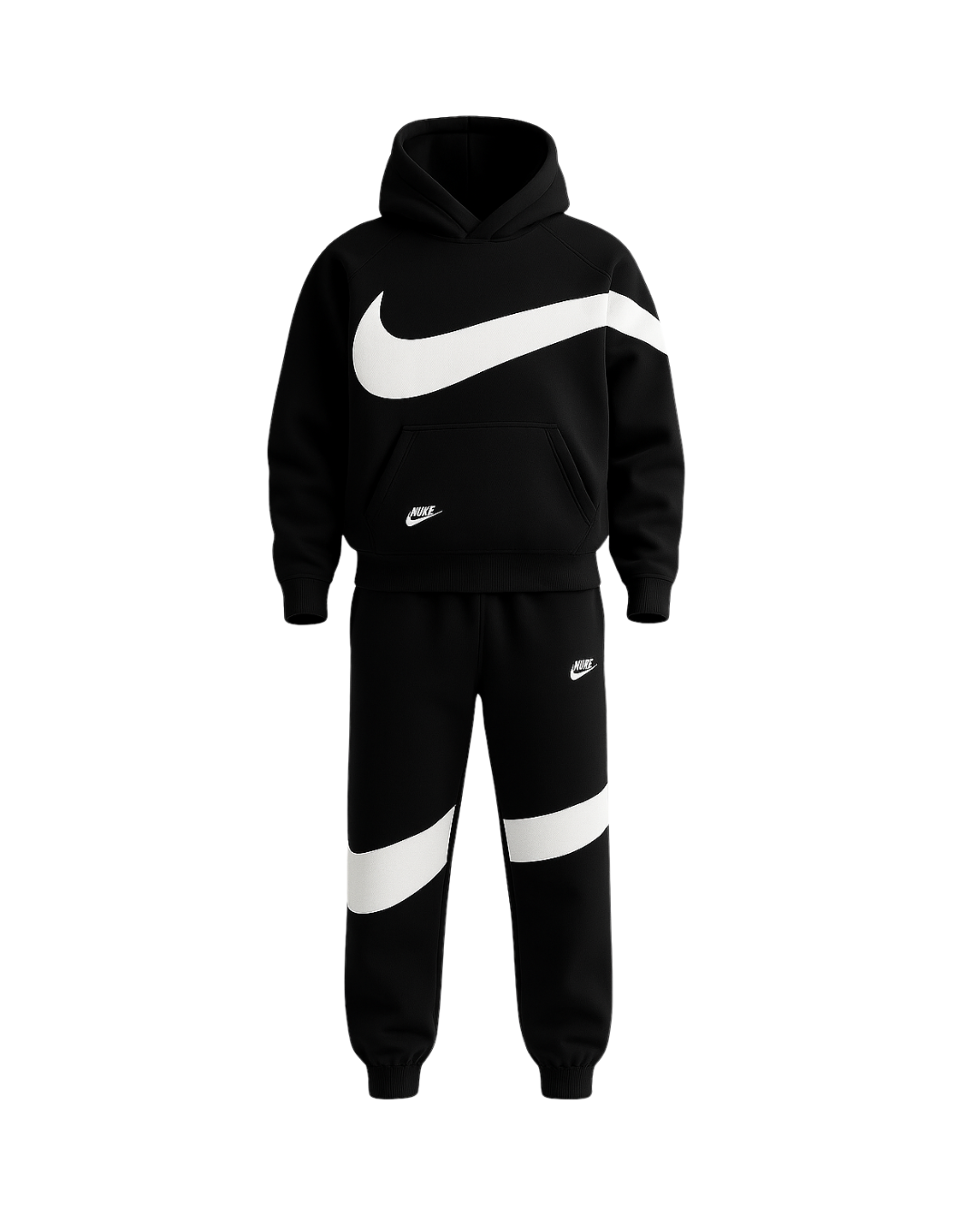 Nike Fleece Tracksuit – Black & White Edition