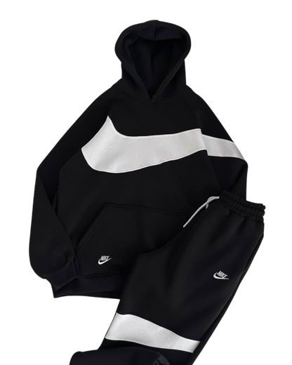 Nike Fleece Tracksuit – Black & White Edition
