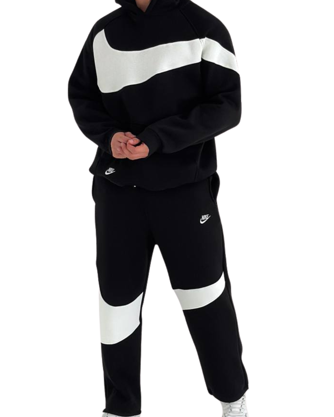 Nike Fleece Tracksuit – Black & White Edition