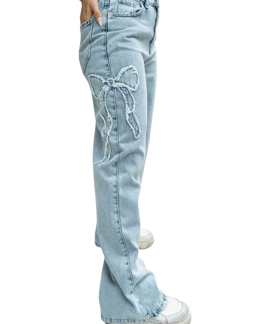 Blue Side Ribbons Baggy Jeans