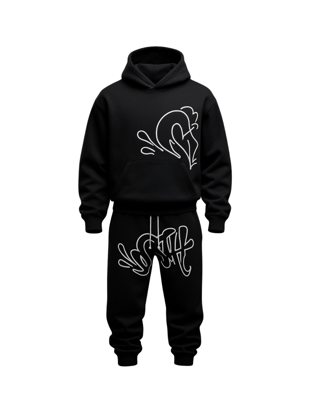 Syna Oversized Graffiti Tracksuit – Black Edition