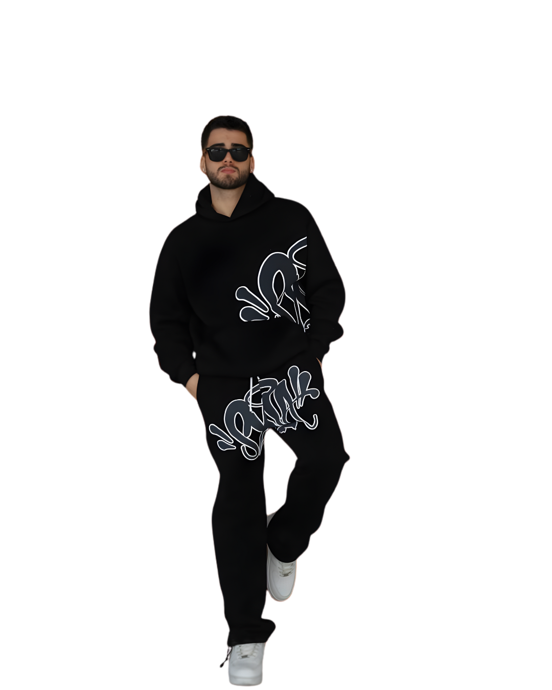 Syna Oversized Graffiti Tracksuit – Black Edition