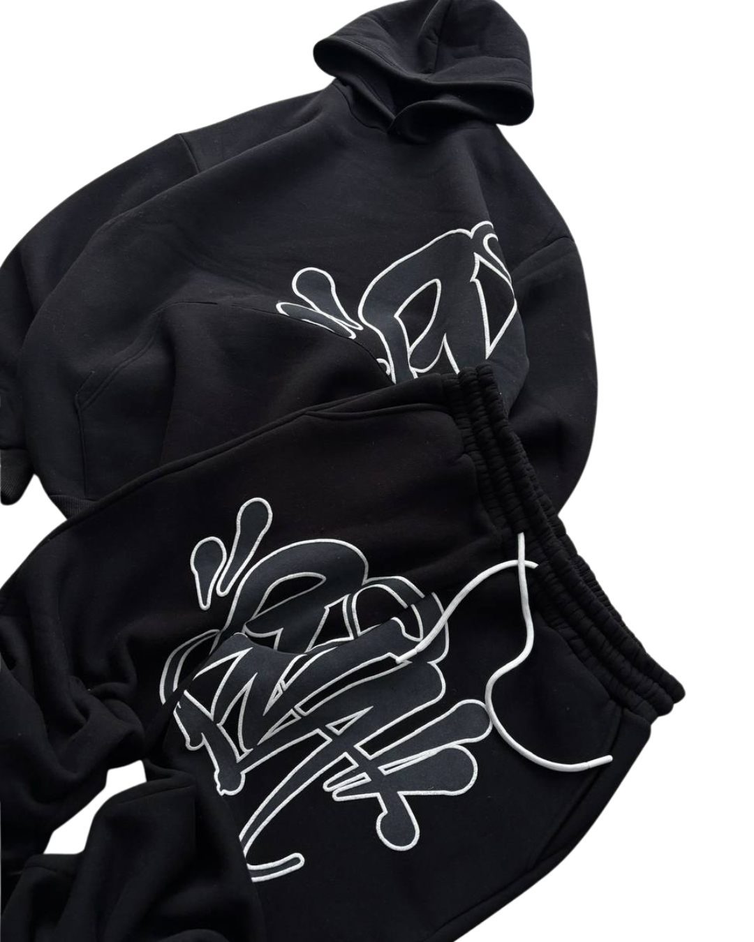 Syna Oversized Graffiti Tracksuit – Black Edition