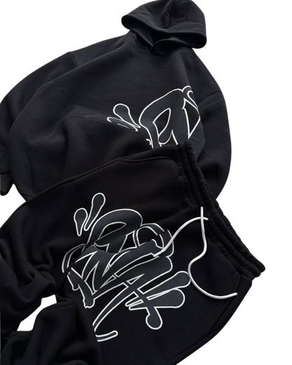 Syna Oversized Graffiti Tracksuit – Black Edition