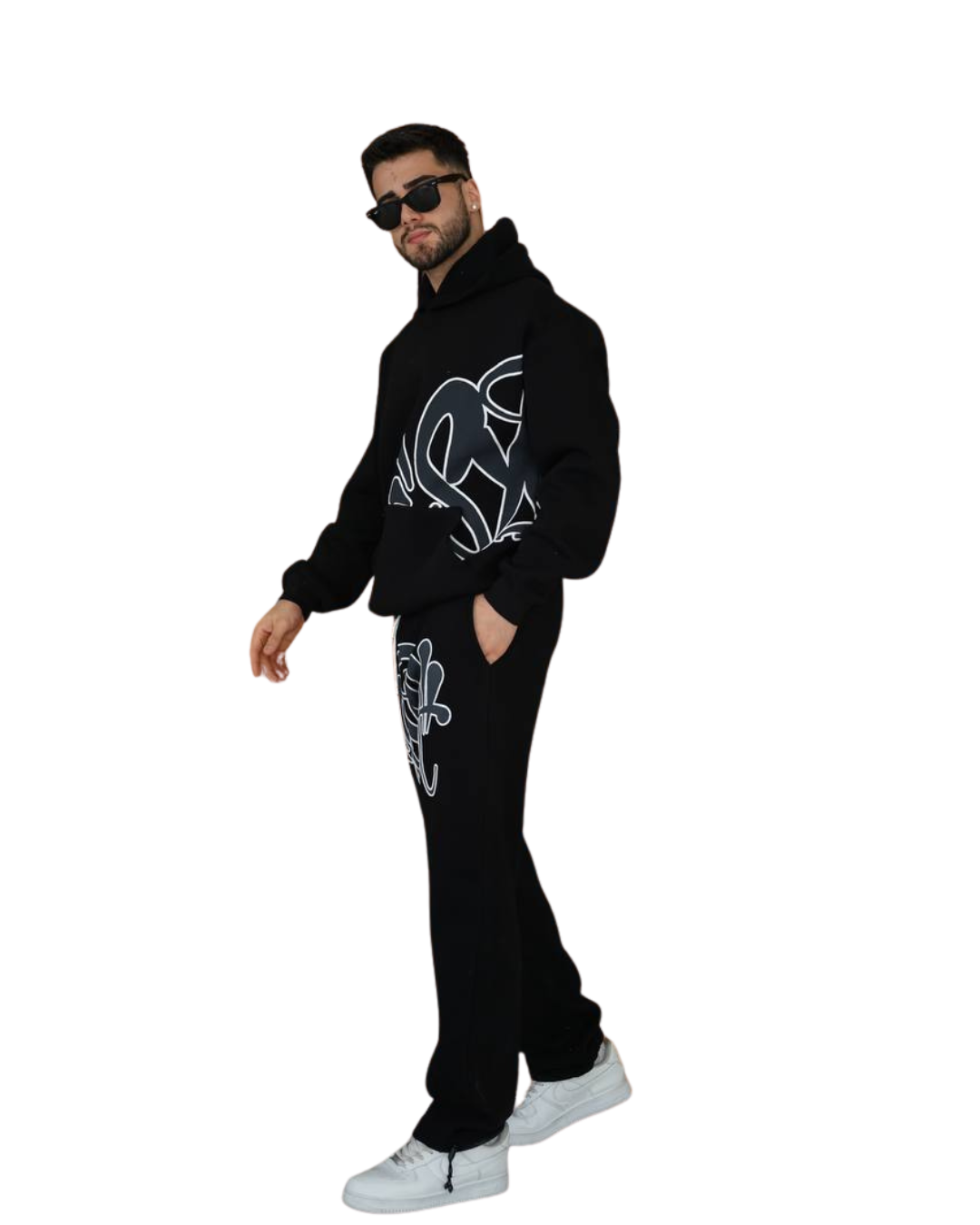 Syna Oversized Graffiti Tracksuit – Black Edition